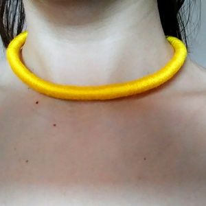 Yellow Choker necklace yarn rope
